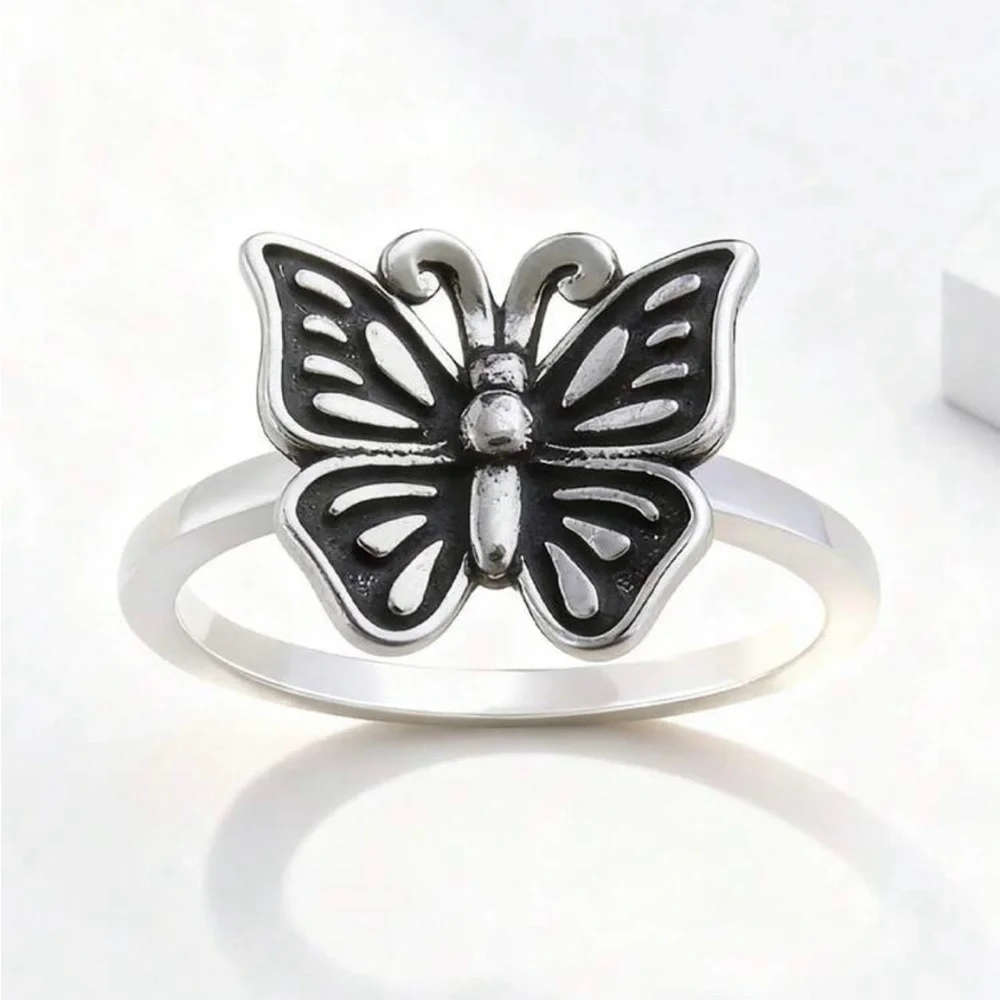 New Elegant Sterling Silver Butterfly Ring Size #9